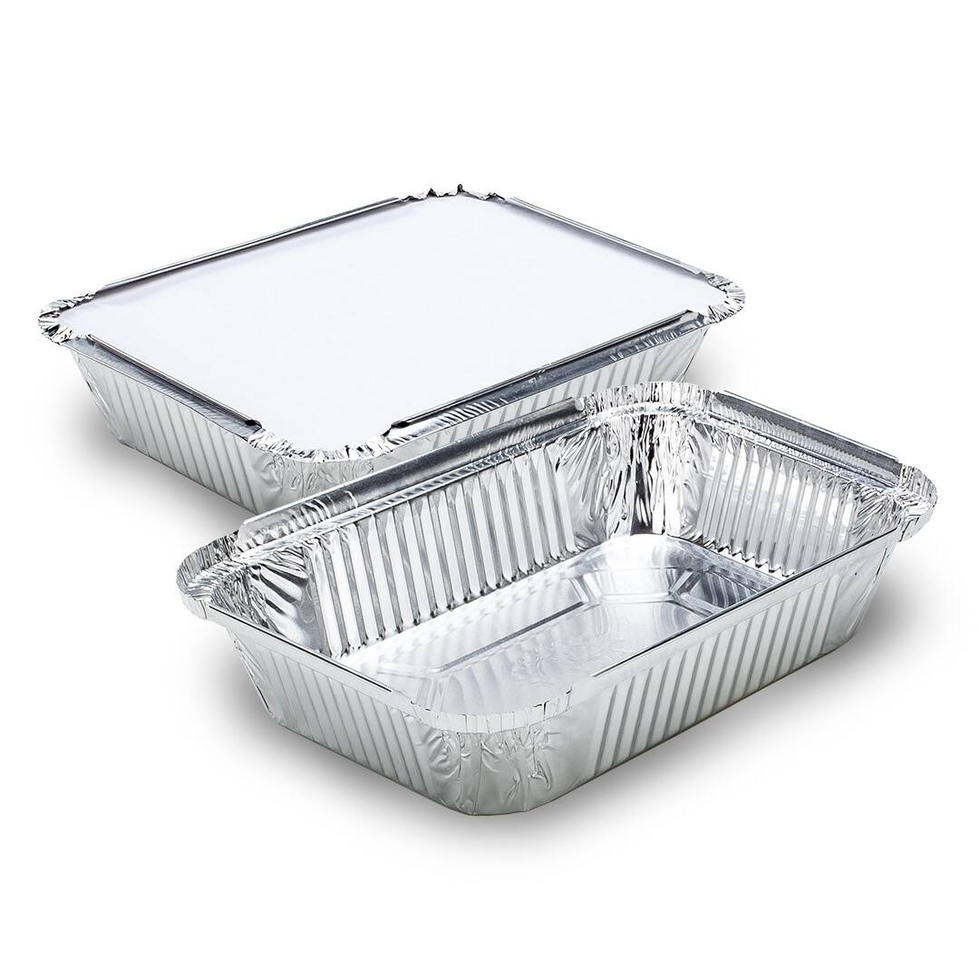 Bandeja de aluminio D5 rectangular 1150 ml con tapa